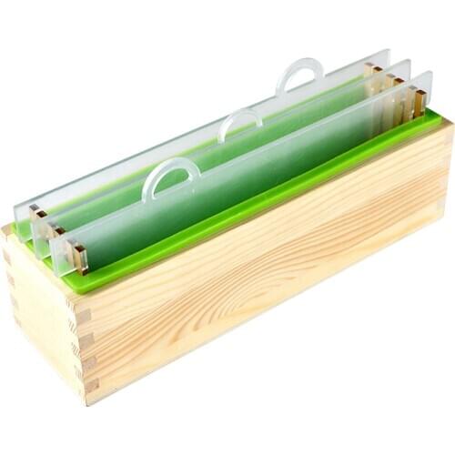 Render Soap Silicone Mold Rectangle Loaf Mould with Wood Box and Transparent Vertical Acrylic Clapboard DIY Handmade