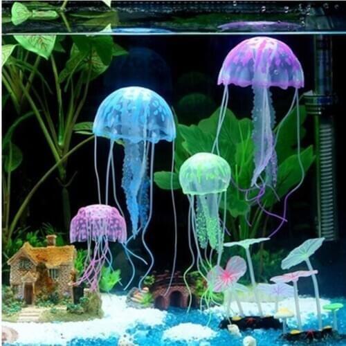 Silicone Artificial Swim Glowing Effect Jellyfish Aquarium Decoration Fish Tank Underwater Luminous Ornament Aquatic Landscape