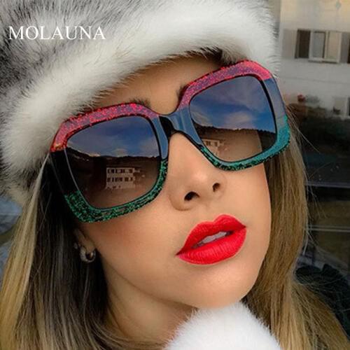 2021 Oversize Sunglasses For Women Brand Designer Retro Gradient Sun Glasses Red Green Plastic Shades Female Eyewear gafas UV400