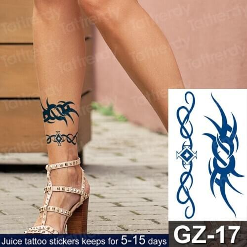 Long lasting waterproof temporary tattoo stickers fake totem anklet tattoo for men women blue ink Bracelet arm hand juice tatoo