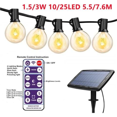 1.5/3W 10/25LED 5.5/7.6M Solar Led Light Outdoor Street Garland Garden Lamp Garden Garland Solar Light Outdoors Decoration