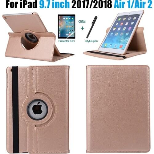 360 Degree Rotating Leather Smart Cover Case for Apple iPad Air 2 Air 1 5 6 New iPad 9.7 2017 2018 A1822 A1823 A1893 Coque Funda