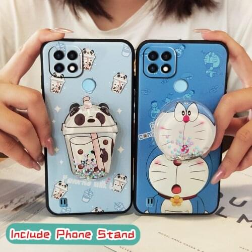 Back Cover Original Phone Case For OPPO Realme C21 foothold Anti-dust phone stand holder Cute