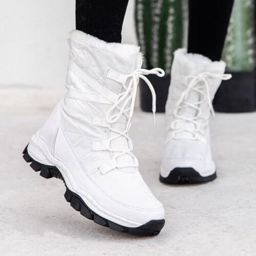 Winter Snow Boots Women Rubber Lace-up Ankle Boots Women High Quality Keep Warm Mid-Calf Ladies Platform Boots Chaussures Femme