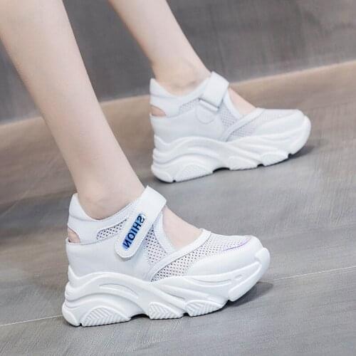2021 Summer Women Breathable Platform Casual Shoes Women Height Increased Vulcanized Shoes 9CM Thick Sole Zapatos Mujer