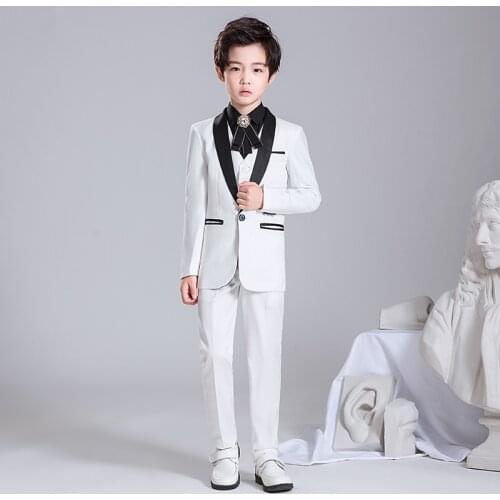 Flowers Boys Formal Suit Wedding campus student Tuxedo Dress Gentleman Kids Jacket Vest Pants 3Pcs Set ceremony Costume