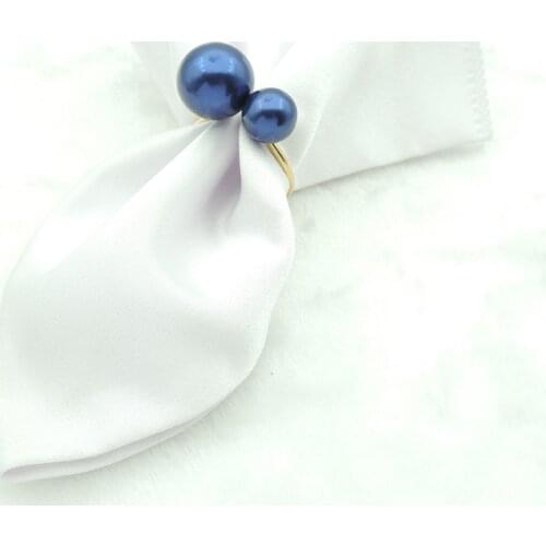 6pcs/lot Variety of color pearl napkin ring metal napkin buckle wedding holiday table creative decoration napkin ring