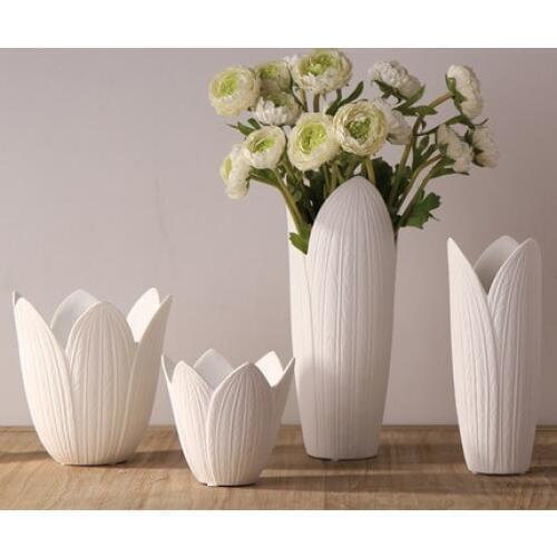White ceramic vase decoration modern minimalist fashion home soft decoration living room model room decoration