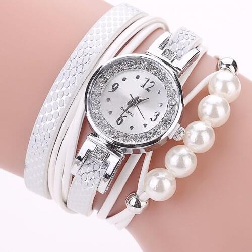 Women Bracelet Pearls Watch Luxury Fashion Ladies Leather Quartz Watches Relogio Feminino Zegarek Damski
