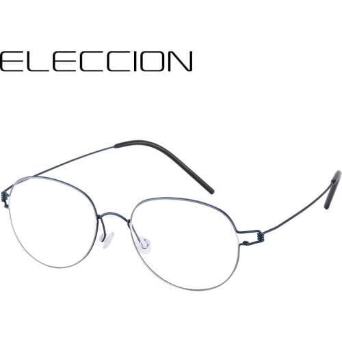 ELECCION Titanium Optical Prescription Glasses Frame Men Women Ultralight Vintage Round Rim Myopia Eyeglasses Korea Denmark