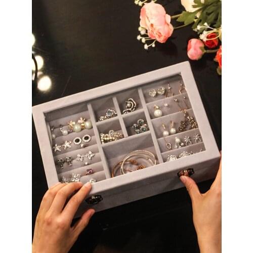 Flannel Jewelry Box Storage Box Ring Earrings Jewelry Finishing Box European Princess Jewelry Tray