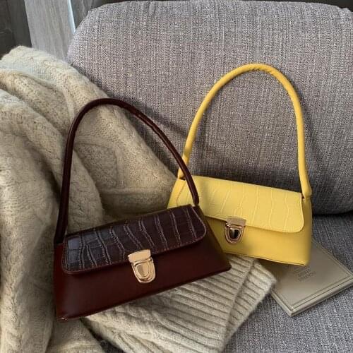 French Niche Bag for Women 2020 Spring and Summer New All -Matching Retro Shoulder Bag Stone Pattern Stylish Textured Hand Bag