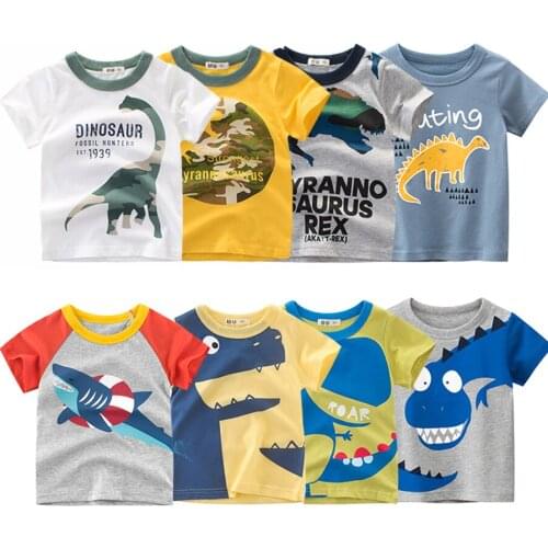 Boy Cartoon T-shirts Children Summer Short Sleeve T-shirt Tops 100% Cotton Clothing Kids Cartoon Truck T Shirt For Boys