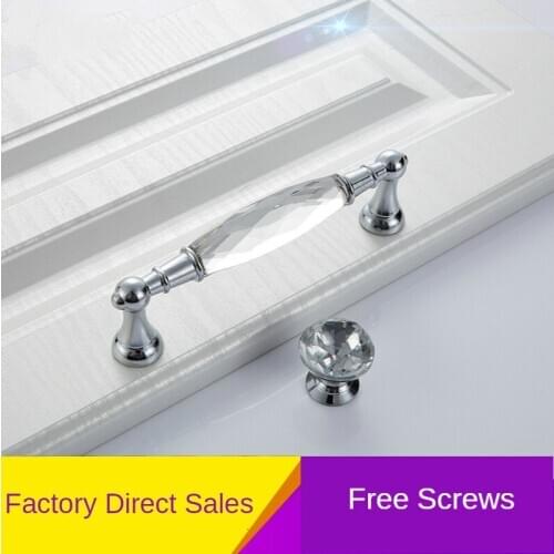 Crystal Glass Diamond Furniture Handle Modern Kitchen Cabinet Door Handle Wardrobe Drawer Knob Luxury Home Decoration