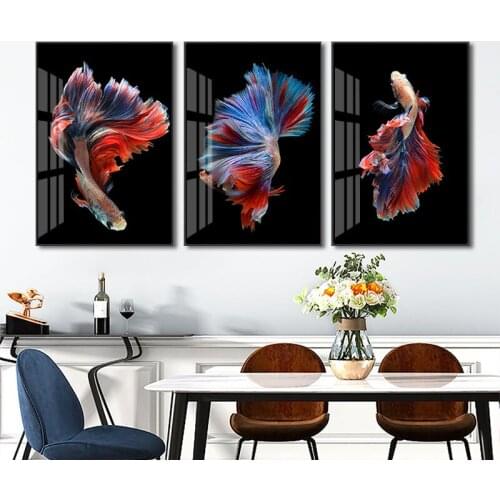 Koi Fish Dancing Animal Canvas Painting Posters and Prints Cuadros Minimalist Fengshui Wall Art Picture for Living Room Decor