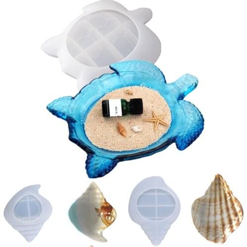Storage Box Sea Turtle Dish DIY Silicone Mold Marine Life Shell Conch Mold Resin Tray Plate Mould Beach Decoration Resin Crafts