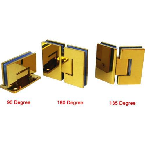 High Quality 2PCS 304 Stainless Steel Frameless Shower Glass Door Hinges Titanium Gold Glass Fixed Clamps Clips Holder Brackets