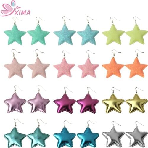 Fashion Drop Earrings Korea PU Star Earrings 2018 Shining Earrings for Women Jewelry