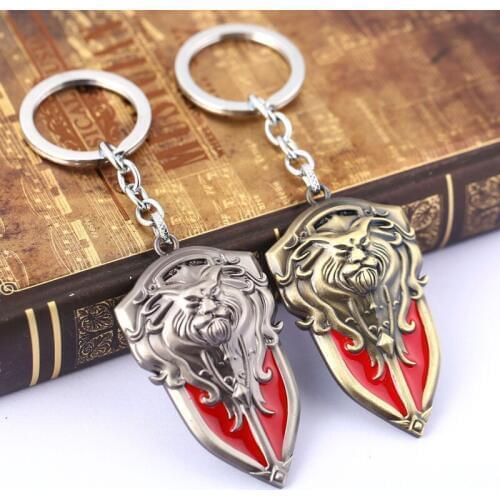New Design 3D WOW World of Warcraft Brelok Weapon Model Keyring Cosplay Souvenirs Gift Leo Lion Shield Keychain Tribal Shield