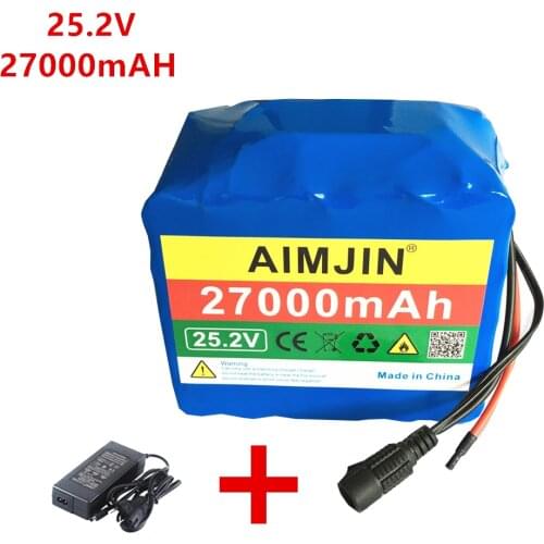 New 24V 27Ah 6S5P 18650 Li-ion Battery Pack 25.2v 27000mAh Electric Bicycle Moped /electric/lithium Ion Battery Pack+ 2A Charger