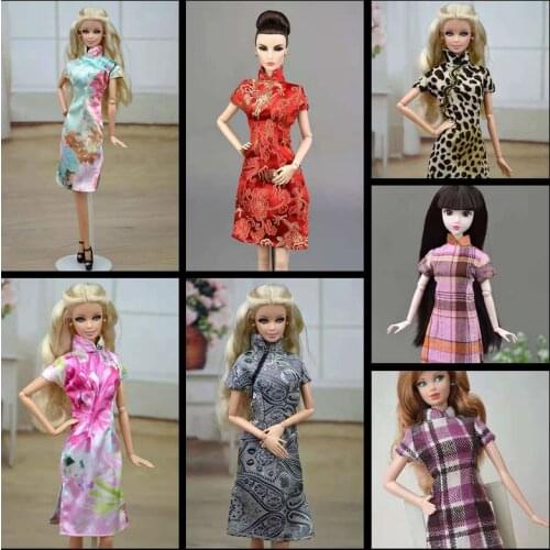 11.5" Doll Dress For Barbie Clothes Floral Cheongsam Chinese Qipao Party Gown Princess Outfits 30cm Dolls Accessories 1/6 Toys