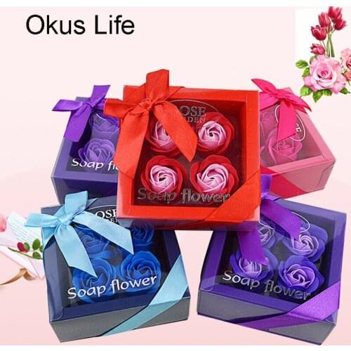 Gift Set Rose Flower Bath Body Petal Scented Soap Gift Wedding Decoration Creative Valentines Day Home Decor Romantic Modern