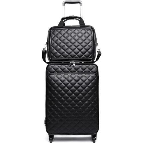 Popular PU Rolling Luggage set with handbag spinner carry on travel luggage fashion men women trolley suitcase 16/20/24 inch