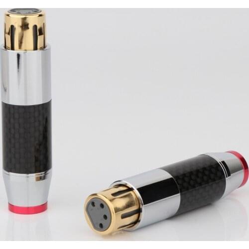 Preffair XR1814 Gold plated Carbon Fiber Male & Female 4-Pin XLR Microphone Audio Cable Plug Connectors Cannon Cable Terminals