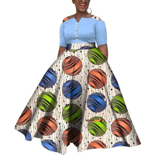 Stock Size Low Price African Dresses For Women Colorful Daily Wedding Ankle-Length Dress WY3853