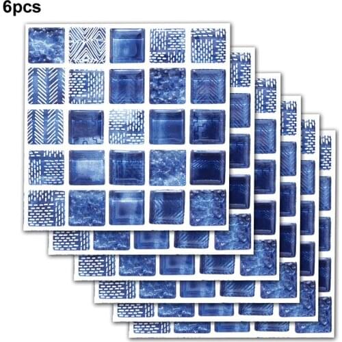 Waterproof Tiles Mosaic Wall Sticker Kitchen Bathroom Toilet Adhensive Anti Oil PVC Wallpaper Heat Resistance Wall Decor 20*20