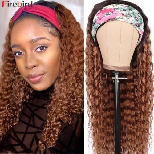 Firebird Water Wave Headband Wig Human Hair 180 Density 1b 30 and Natural Color Malaysian Perruque Bandeau Femme Cheveux Humain