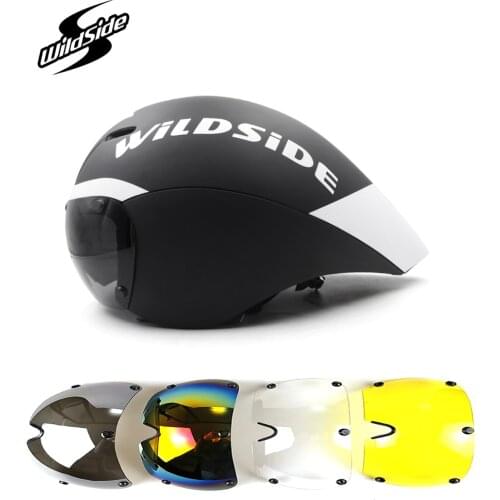 Wildside Race TT Biycle Helmet 3lens Goggles Triathlon Tri Aero Helmet Road Timetrial Cycling Helmet Casco Ciclismo Accessories