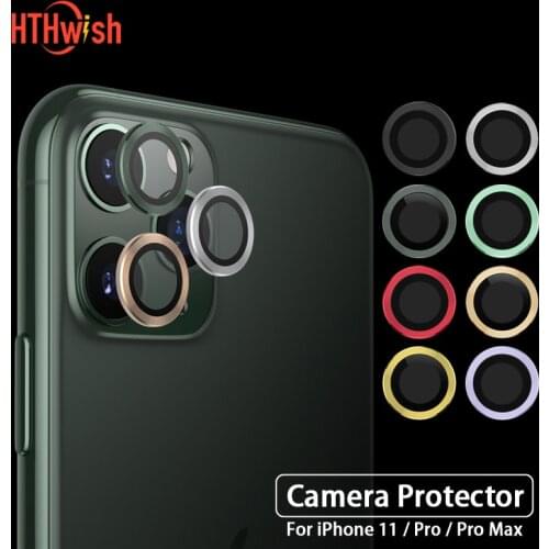 For iPhone 11/11Pro/11Pro Max Camera Lens Protector Glass 8 Colors Metal ring Protective Glass Phone Rear Len Protect Ring Cover