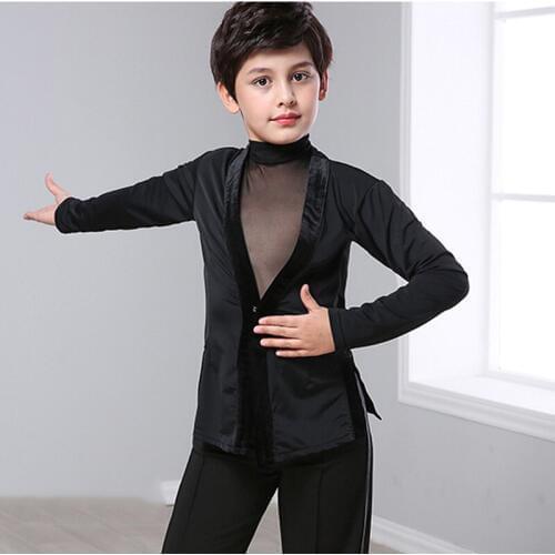 New Boys Latin Dance Tops Children Professional Ballroom Cha Cha Rumba Performance Dancing Wear Vest Coat For Kids Clothes