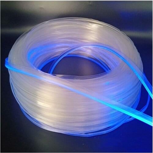 100Meters/Reel Dia.3mm T-type Invisible Skirt Side Glow Fiber Optic Cable Car interior lighting DIY W/side ribbon Mount PMMA RGB