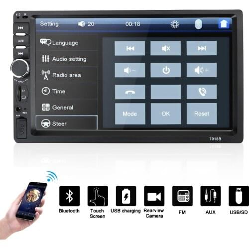 2 Din Car Radio Player Touch Screen HD Autoradio Multimedia Player Car Reversing Display 7" MP5/FM Player 7010B /7012B/7018B