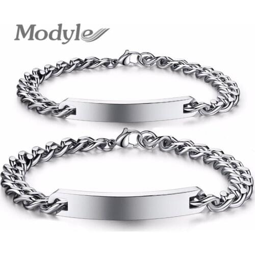 Modyle Brand Stainless Steel Bracelet Bangle for Couples Wedding Bracelet Jewelry Best Friend Gift