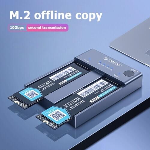 ORICO Dual Bay M.2 NVMe SSD Docking Station M2P2-C3-C 10Gbps USB 3.1 Type-C External Hard Drive Dock for 2242 2260 2280 SSD Case