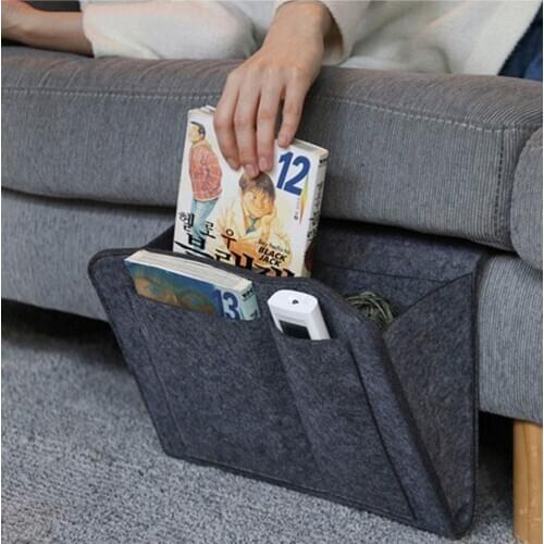 Felt bedside table storage bag bedside remote control book sofa storage bag bed bag tablet computer storage bag
