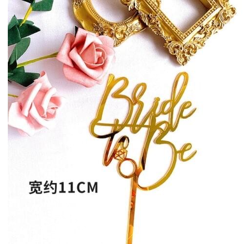 New Acrylic Happy Birthday Cake Topper Gold Birde to be Wedding Cupcake Topper Flags for Birthday Wedding Party Cake Decorations