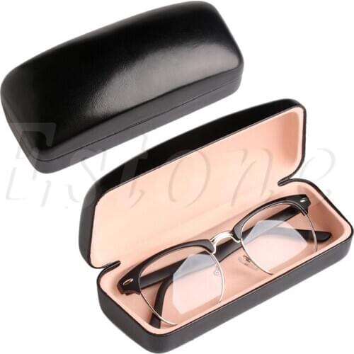 Black Square Eye Glasses Sunglasses Hard Box Portable Protector Holder Clam