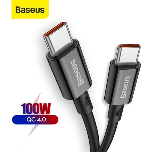 Baseus 100W USB C to USB Type C Cable Quick Charge 4.0 3.0 QC 3.0 4.0 For MacBook Pro For iPad Samsung Xiaomi Charge Cable