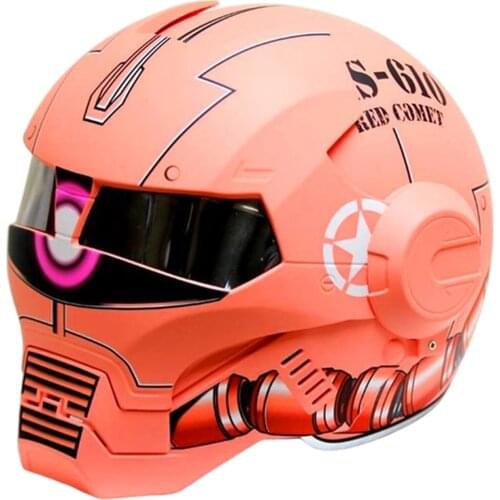 2021 Motorcycle Helmet Iron Man Women Open Face Mask Full Face Racing Motorbike Helmet Flip Up Helmets Unisex Dot Approved Pink
