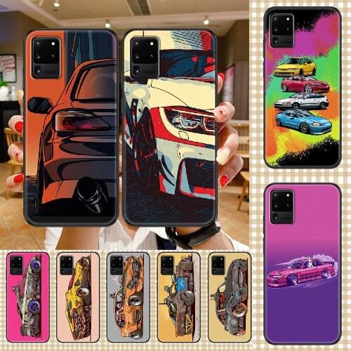 Cartoon Cool JDM Sports Car Phone case For Samsung Galaxy Note 4 8 9 10 20 S8 S9 S10 S10E S20 Plus UITRA Ultra black painting