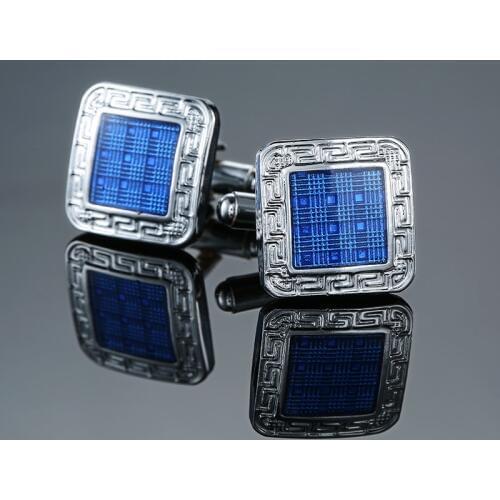 C-MAN Fashion mens shirts Cufflinks Blue Retro Pattern Cufflinks French business suit shirt accessories