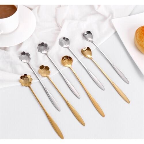 Stainless Steel Coffee Spoon Long Handle Tea Dessert Coffee Spoons Kitchen Drinking Flatware Mini Spoon DropShipping Home Decor