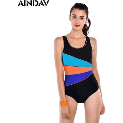 2020 New Swimming Suit for Women One Piece Swimsuit Sports Bathing Suit SlimFemale Patchwork Swimwear Bodysuits Padded Trikini