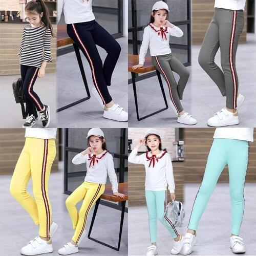 3-12 Years Boys Stretchy Pants 2020 Summer Girls Sports Side Stripe Trousers Kids Cotton Leggings for Girls Children Clothing