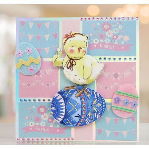 Chick stand in Egg Shape Metal Cutting Dies Stencil Scrapbook Album Embossing For Gift Card Making Handcraft