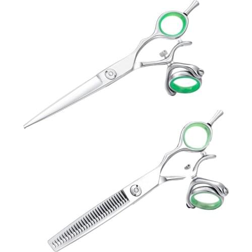 6 Inch Professional Barber Salon Japanese Stainless Steel 440C Cutting Thinning Hair Scissors Swivel Shears